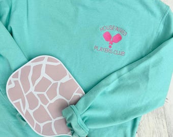 Personalized Pickleball League Sweatshirt, Prep Pickleball Design Sweatshirt, Embroidered Preppy Style, Pickleball Lover Gift, Pickle Ball