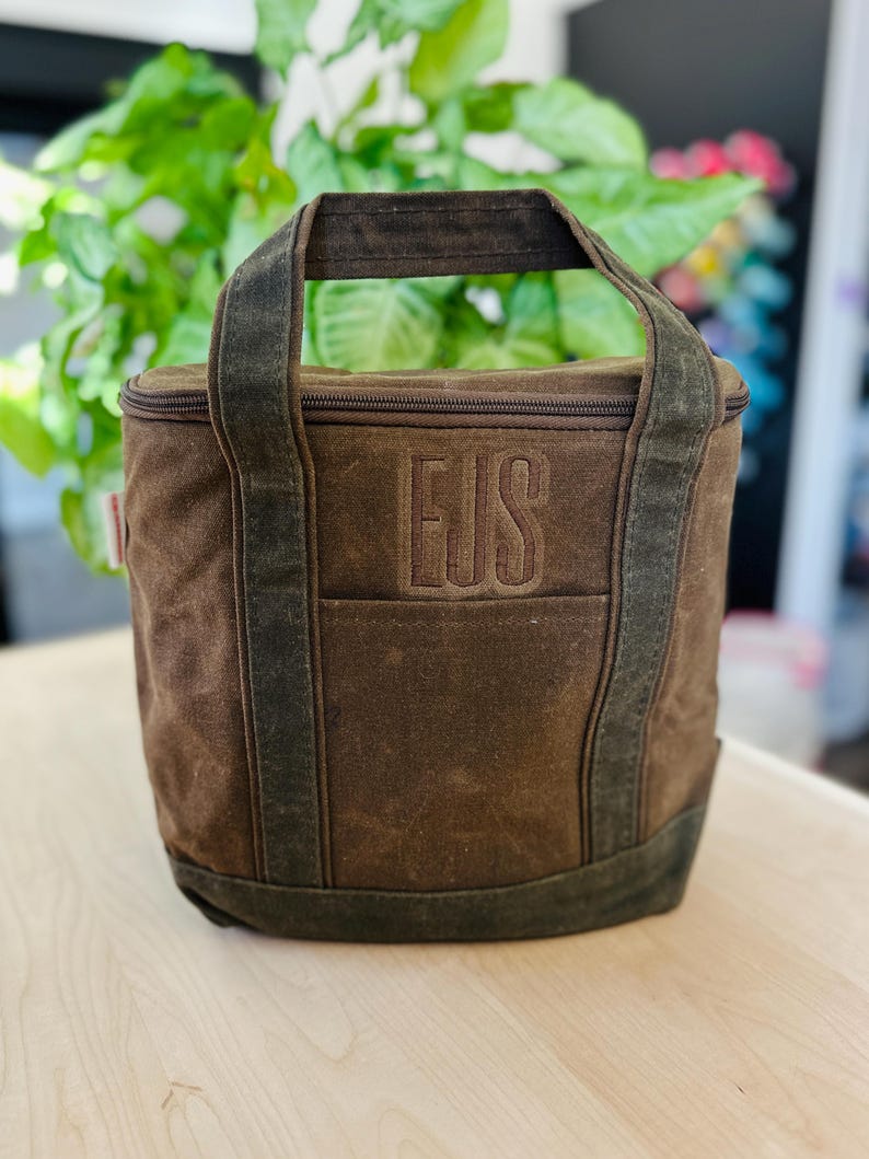 Waxed Canvas Drink Cooler, Insulated Golf Cooler, Soft Pack Cooler, Fathers Day, Groomsmen Gifts, Beer Lovers Caddy, Mens Lunch Minimalist image 5