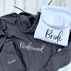 Embroidered Back Bride Zip Up Hoodie, Embroidered Back, Bridal Party Getting Ready Outfit, Monogrammed Zip Sweatshirt, Brides Hoodie