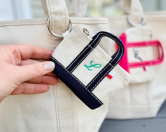 Micro Bag Charm Keychain, Personalized Embroidered Mini Zip Bag Tag