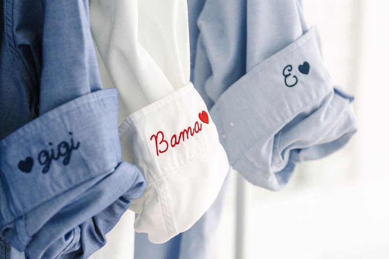 Button Up Shirt With Personalized Cuff Detail, Shirts for Bridal Party, Minimalist Wedding Day Button Down, Mini Monogram Coastal Oxford image 2