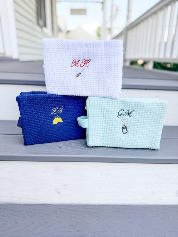 Icon Waffle Pouch, Personalized Spa Cosmetic Bag