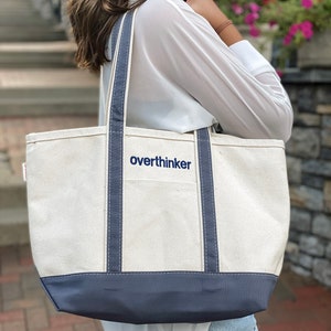 Personalized Canvas Tote, Ironic Boat Bag, Monogram Canvas Tote Bag, Custom Tote Bag, Preppy Embroidered Tote Bag, Funny 90s Style Tote Bag image 9