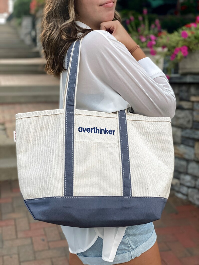 Personalized Canvas Tote, Ironic Boat Bag, Monogram Canvas Tote Bag, Custom Tote Bag, Preppy Embroidered Tote Bag, Funny 90s Style Tote Bag image 9