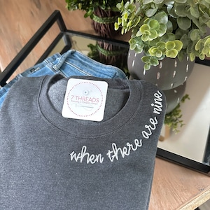 When There Are Nine Shirt, Ruth Bader Ginsburg Quote Sweatshirt, Collar Embroidery, RBG Feminist Quote Shirt, Embroidered Neckline Crewneck image 10
