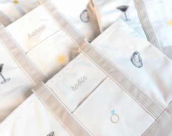 Favorite Things Icon Tote Bag, Custom Designs With Mini Embroidery