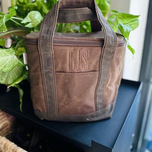 Waxed Canvas Drink Cooler, Insulated Golf Cooler, Soft Pack Cooler, Fathers Day, Groomsmen Gifts, Beer Lovers Caddy, Mens Lunch Minimalist image 1