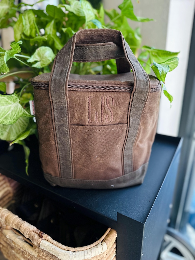 Waxed Canvas Drink Cooler, Insulated Golf Cooler, Soft Pack Cooler, Fathers Day, Groomsmen Gifts, Beer Lovers Caddy, Mens Lunch Minimalist image 1