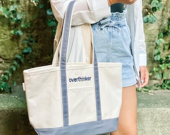 Bolso de lona personalizado, bolso náutico irónico, bolso de lona con monograma, bolso de mano personalizado, bolso de mano bordado estilo preppy, bolso de mano divertido estilo años 90