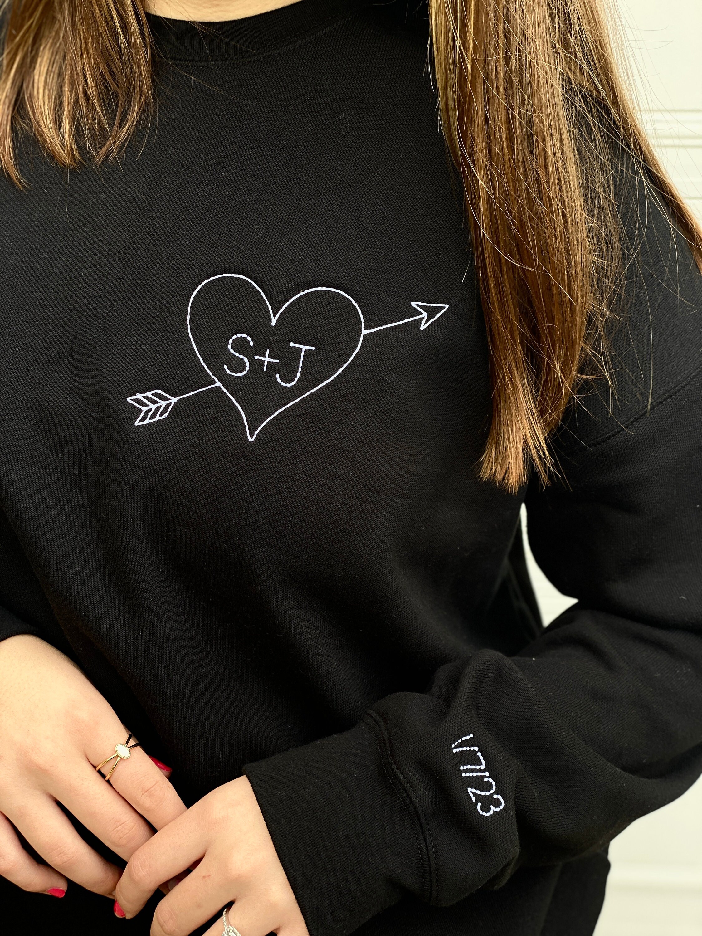 Embroidered Couples Initials Sweatshirt Carved Tree Heart Etsy