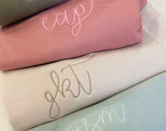 Monogrammed Custom Embroidered Sweatshirt | Super Soft Cozy Bella Canvas Personalized Crewneck | Embroidered Monogram Sweatshirt