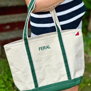 Embroidered Boat Bag, Custom Tote Bag, Personalized Ironic Boat Bag, Monogram Canvas Tote Bag, Preppy Monogram Tote, Premium Classic Tote image 2