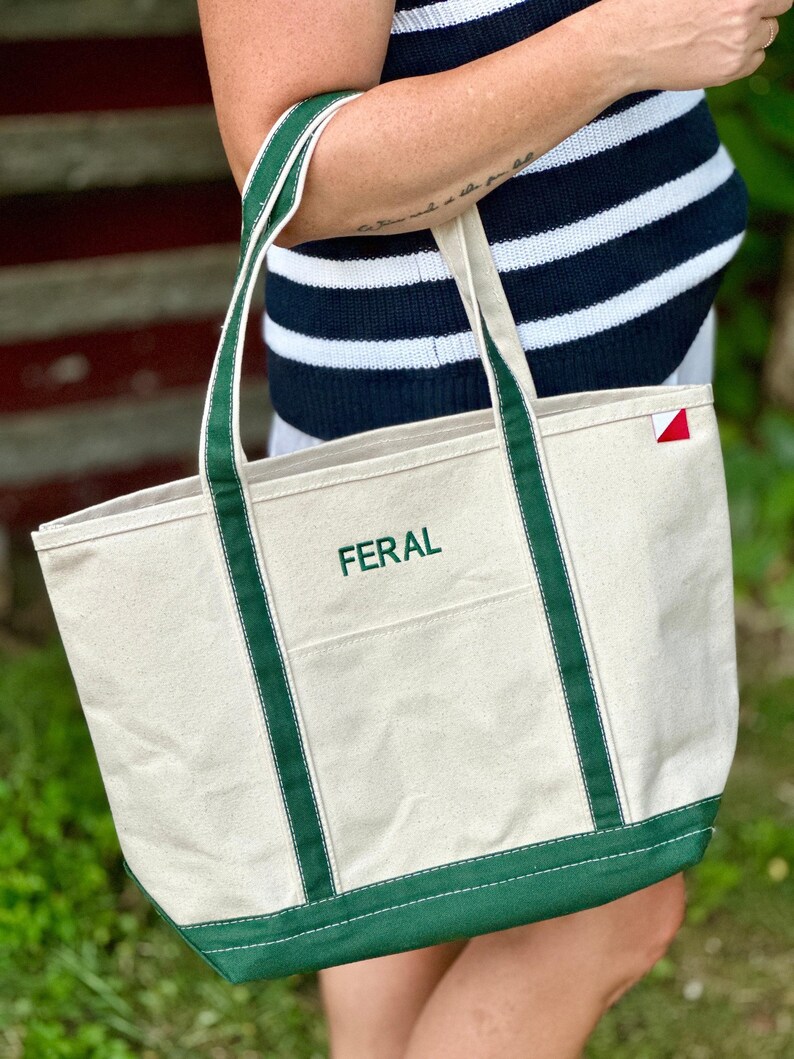 Embroidered Boat Bag, Custom Tote Bag, Personalized Ironic Boat Bag, Monogram Canvas Tote Bag, Preppy Monogram Tote, Premium Classic Tote image 2