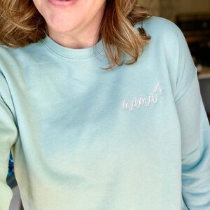 Personalized Mama Squared Sweatshirt, Mama of 3, 4, Custom Mama Sweatshirt, Embroidered Crewneck for Mom, Personalized Gift For Mom