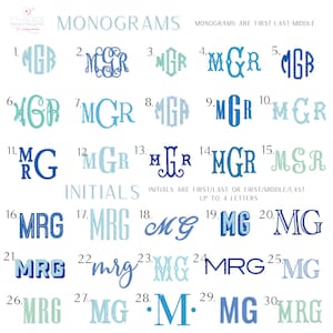 a collection of monogram designs, each with a unique initial or initials. The monograms are arranged in a grid format, with each row representing a different initial or initials and each column representing a different monogram. The monograms vary in size, shape, and color, creating a visually appealing and diverse collection.
