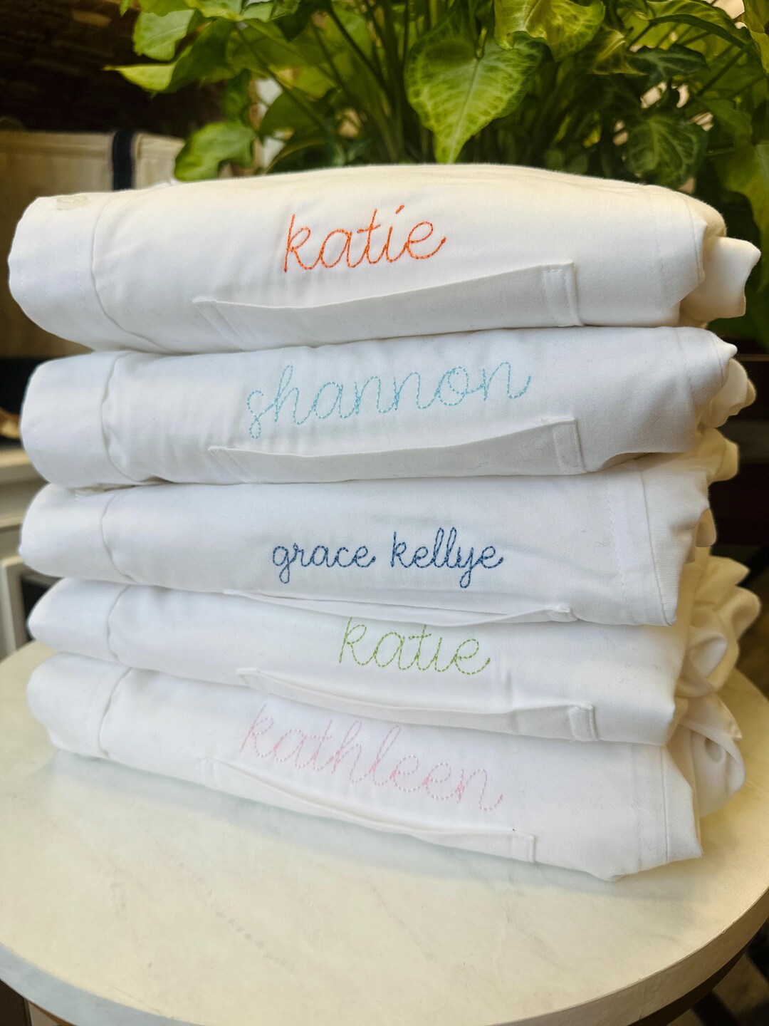 Button Down Designs Embroidered Button Down for Bridal Party, Minimalist Embroidered ...