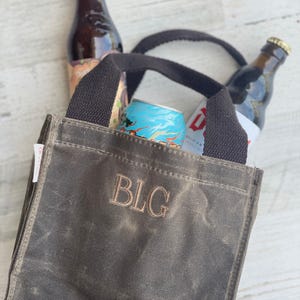 Personalized Beer Tote | Perfect Fathers Day Gift | Beer Carrier |  Custom Groomsmen Gift | Beer Lovers Gift | Waxed Beer Tote |  Beer Caddy