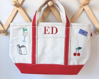 Favorite Things Icons Crossbody Canvas Tote, Custom Bag With Strap, Bridal Party Gift, Embroidered Bag for Bachelorette Party