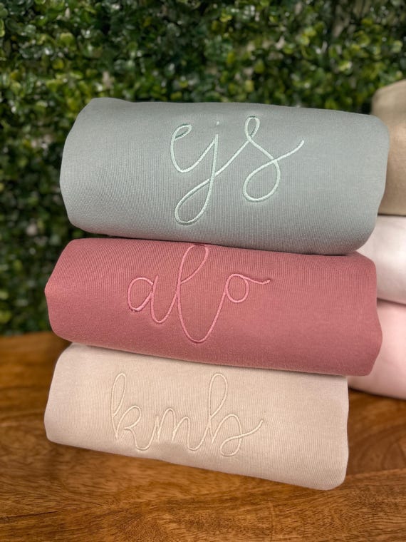 Monogram Sweatshirt, Simple Dainty Monogrammed Crewneck | Super Soft & Cozy Bella Canvas Personalized Shirt | Embroidered Monogram Pullover