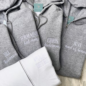 Custom Zip Up Hoodie, Bridal Party Hoodies, Mrs. Wedding Day Zip Up Sweatshirt, Getting Ready Outfit, Monogrammed Zip Sweatshirt, Mrs Hoodie
