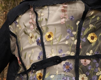 XL Reworked Denim Jacket "Wildflower"