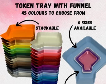 3D Printed Stackable Board Game Tray With Funnel / Arts & Crafts / Token Tray - 45 Colours - 4 sizes