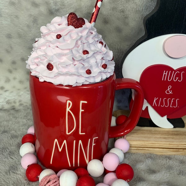 Pink Valentine’s Day Faux Whipped Mug Topper.