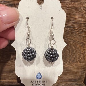 Black Beaded Dangle Earrings