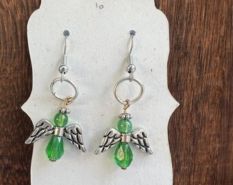 Green Angel Dangle Earrings