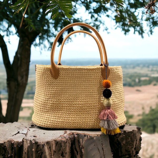 Cream Top Handle Crochet Purse