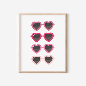 Sunglasses Digital Download, Sunglasses Print, Girl Decor, Kids Bedroom Decor, Play Room Wall Art, Heart Sunglasses, Pink Nursery, Printable