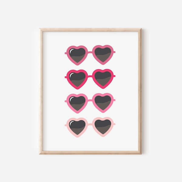 Sunglasses Digital Download, Sunglasses Print, Girl Decor, Kids Bedroom Decor, Play Room Wall Art, Heart Sunglasses, Pink Nursery, Printable