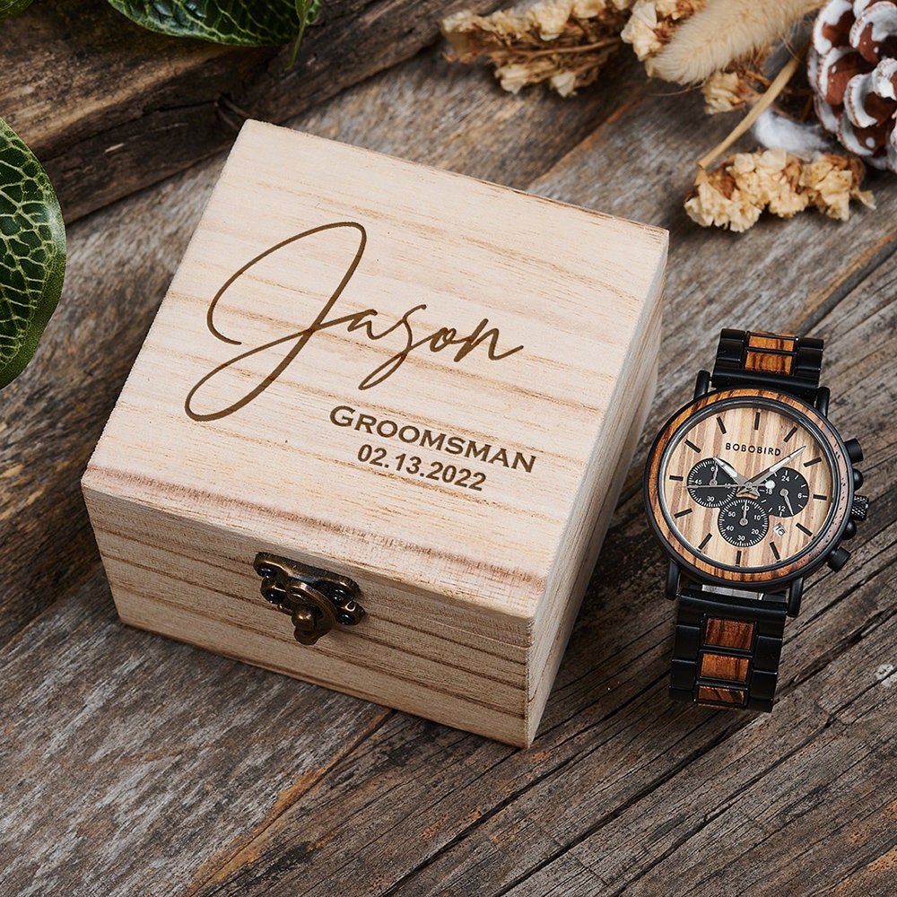 Engraved Wooden Watch for Men Top Brand Luxury Chronograph Military Quartz Watches GT050-1A