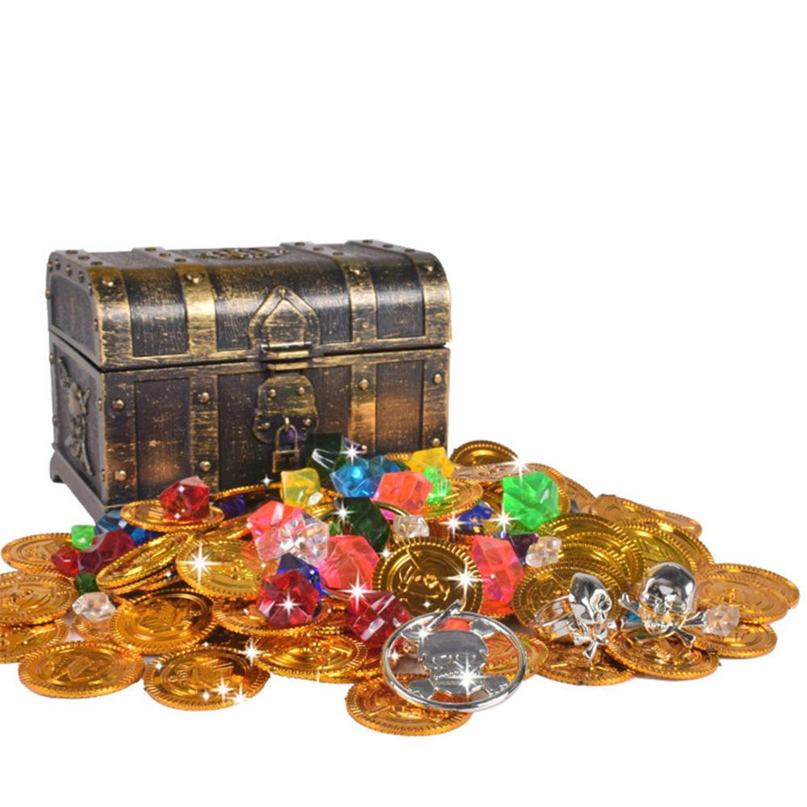 Retro Treasure Chest For Kids 100 Plastic Gold Coins100g Etsy