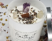 Amethyst Crystal Candle -8 oz Soy Wax - Hidden Treasure