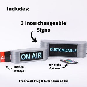 On Air Sign w/ 3x Interchangeable Inserts, LED's and Remote