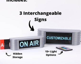 On Air Sign w/ 3x Interchangeable Inserts, LED's and Remote