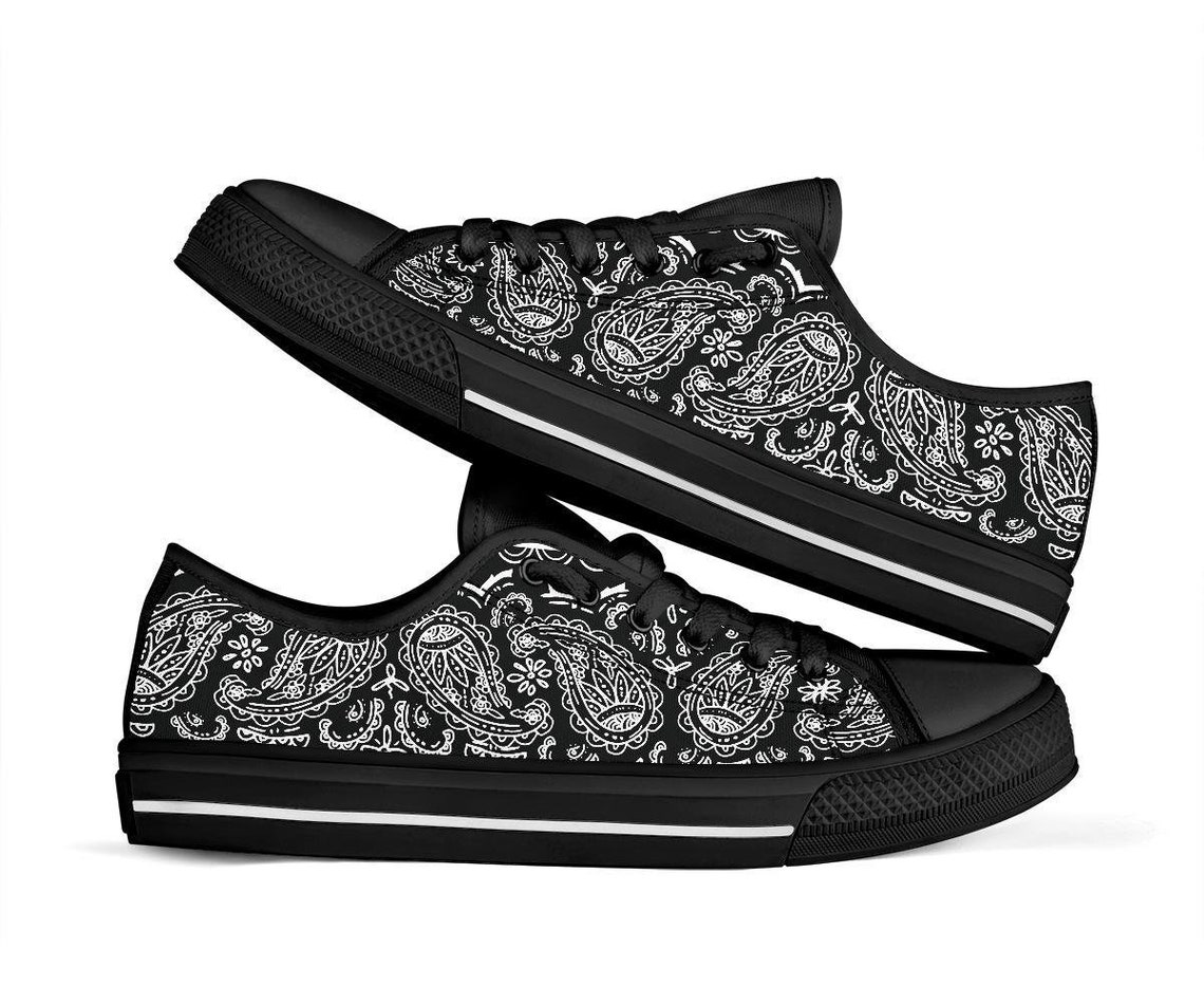 Black Bandana Low Top Sneakersbandana printbandana Etsy