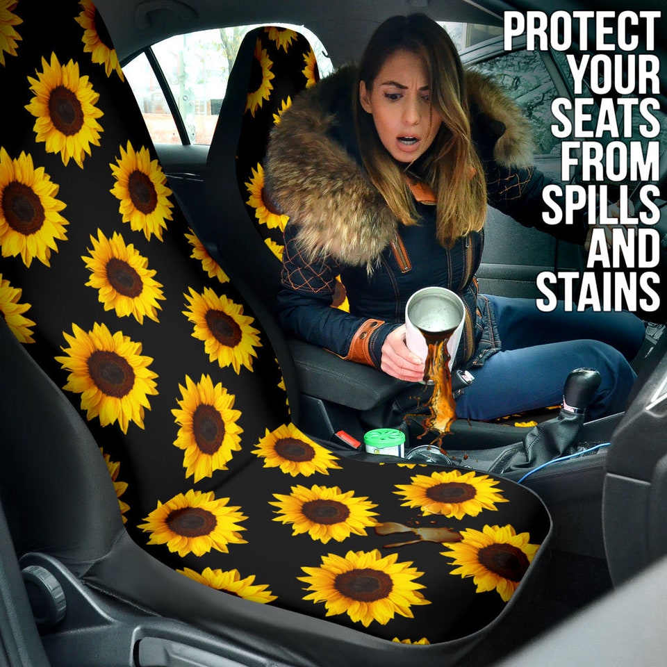 Brown Sunflower Print Pet Car Seat Cover main image 1