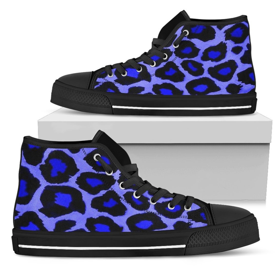 blue on blue sneakers leopard