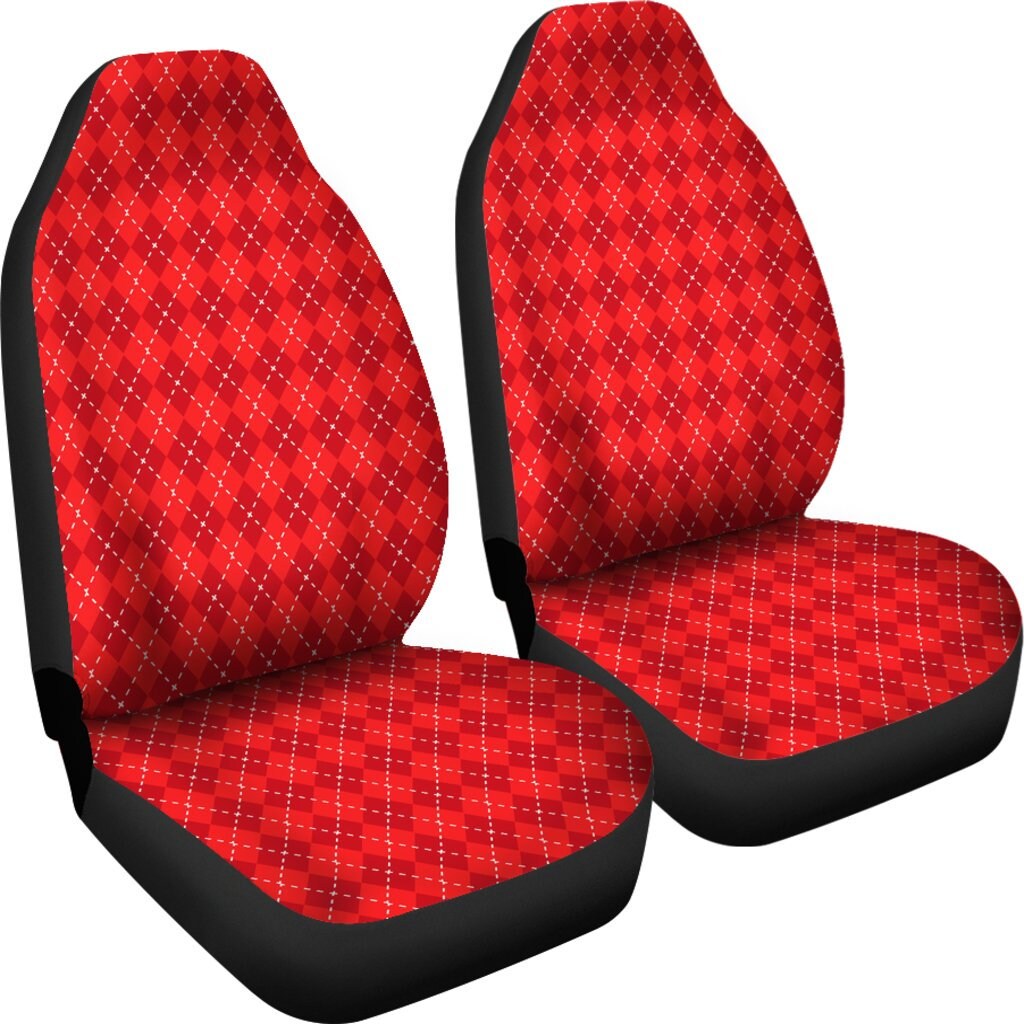 Red Car Seat Covers Argyle Car Seat CoversRed Argyle2 Front Etsy