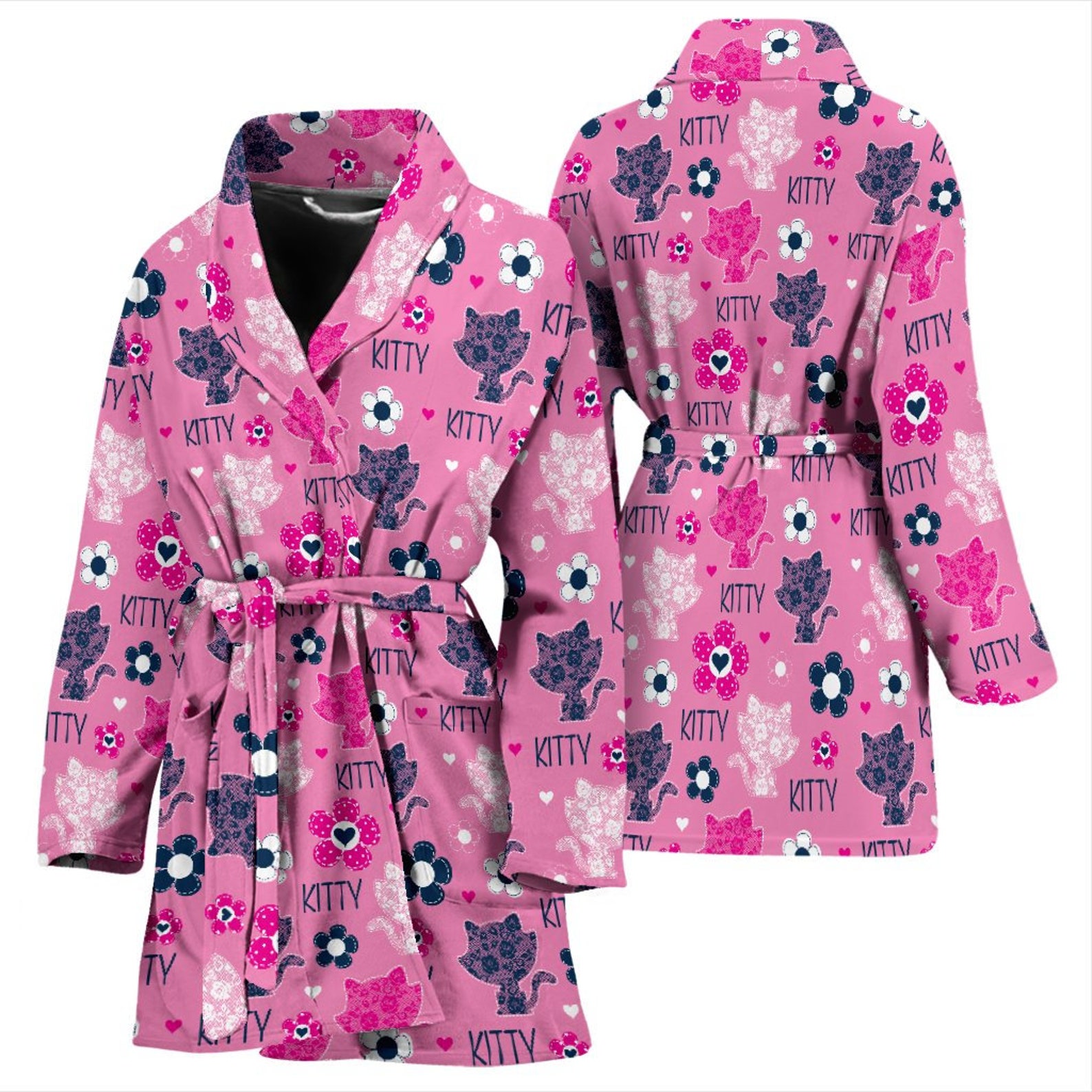 Pink Cat BathrobeBridal Party RobesBath RobesBoho Etsy