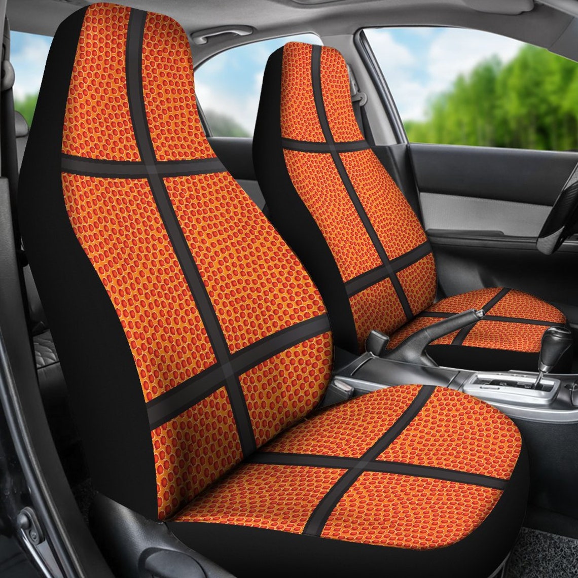 Basketball Print Basketball Car Seat Covers2 Front Seat Etsy