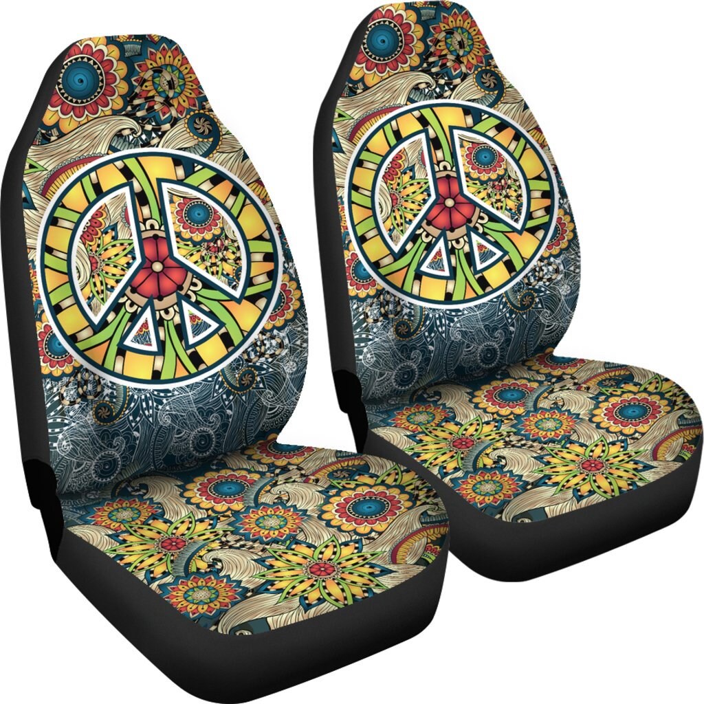 Hippie Car Seat CoversPeace Sign Seat Covers2 Front Seat Etsy