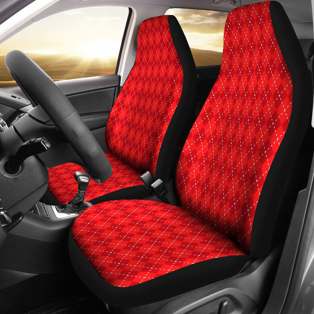 Red Car Seat Covers Argyle Car Seat CoversRed Argyle2 Front Etsy