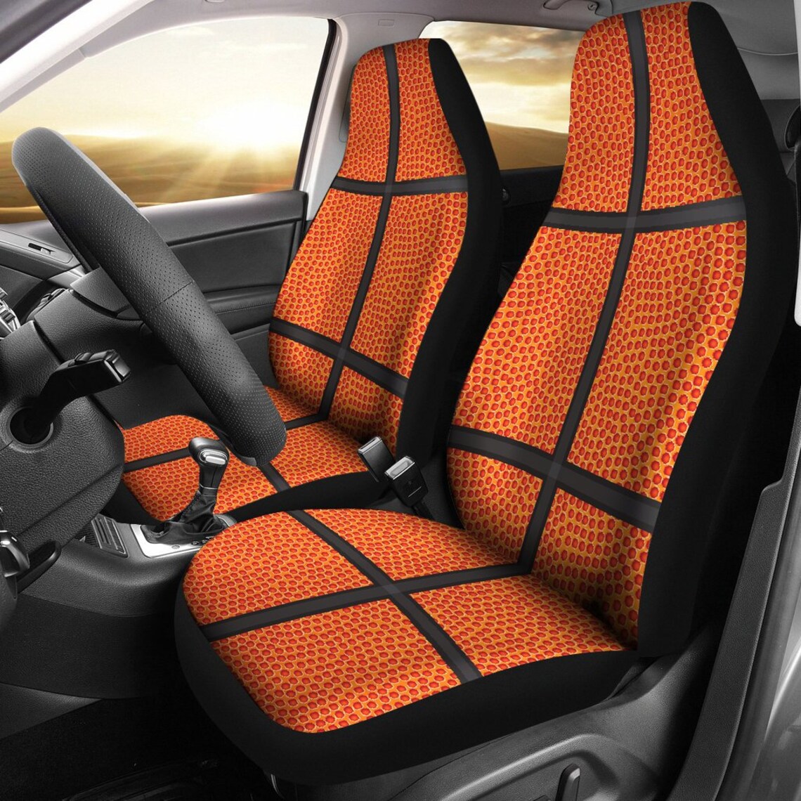 Basketball Print Basketball Car Seat Covers2 Front Seat Etsy