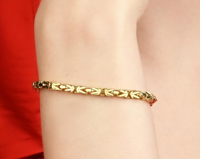 Featured listing image: 14K Gold Byzantine Bracelet: Heavy Chain Luxe Statement Jewelry