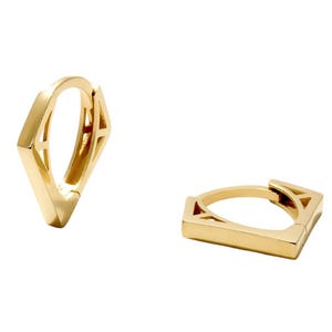 Gold Dreieck Hoop Ohrringe für Frauen, 14K solide Gold geometrische Huggie Creolen, Minimalistische Huggie Creolen, zierliches Schmuck Geschenk für sie