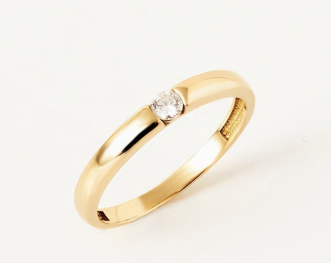 Featured listing image: 14K Solid Gold Diamond Ring: Personalized Birthstone CZ Jewelry