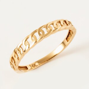 Tiny Chain Ring in 14K Real Gold, Eternity Band, Chain Ring for Women, Minimalist Unique Gold Chain Ring, Chain Design Ring, Gift for Her